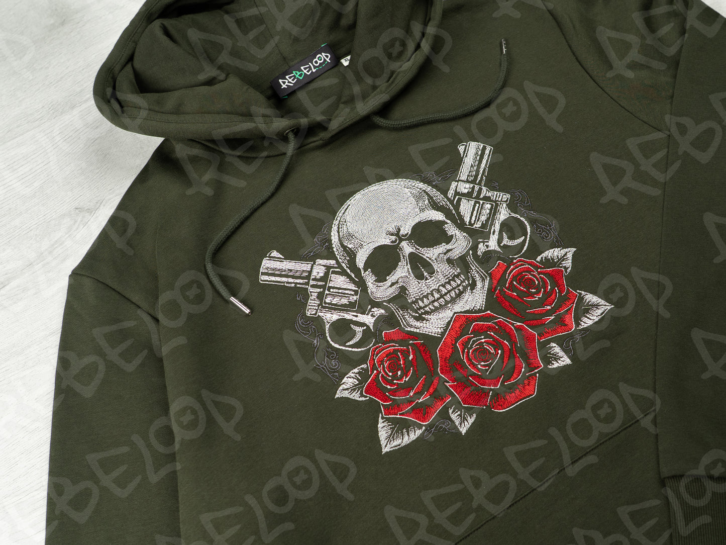 Skull and Revolver Embroidered Sweatshirt
