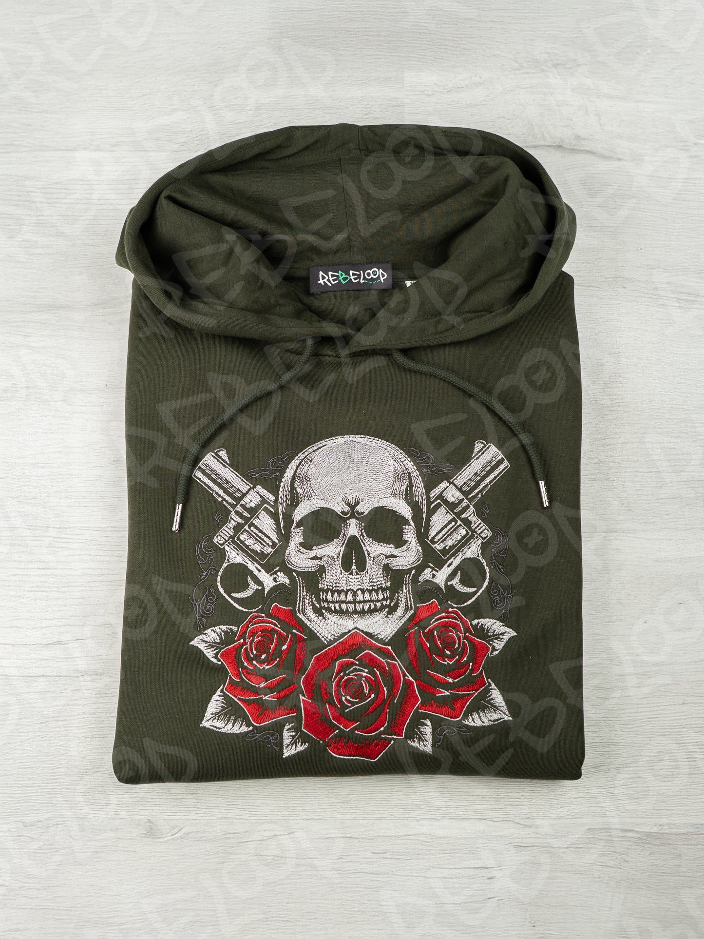 Skull and Revolver Embroidered Sweatshirt