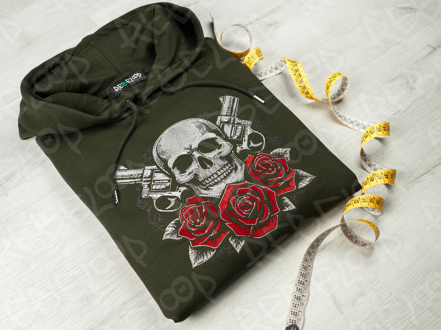Skull and Revolver Embroidered Sweatshirt