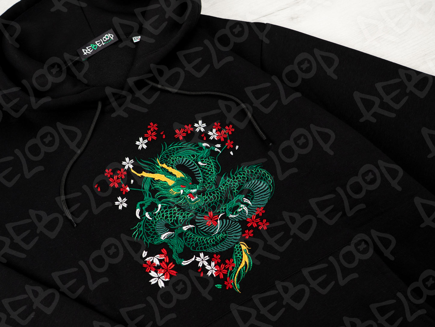 Felpa ricamata Drago Emerald