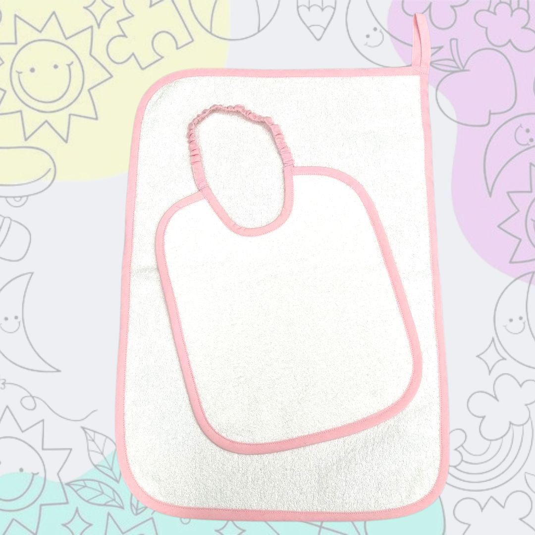 Bavaglino e asciugamano asilo nido rosa