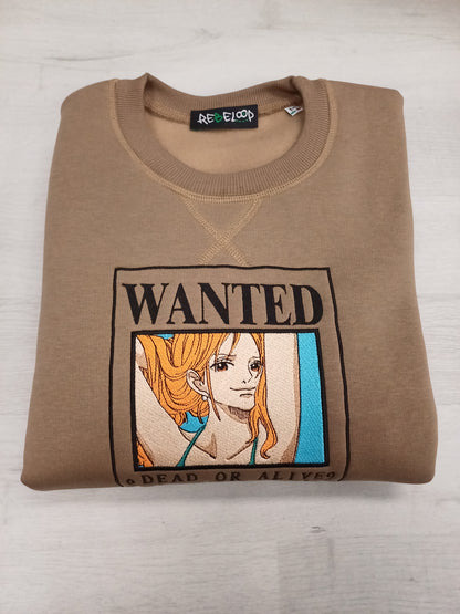 One Piece Nami Wanted papyr embroidered sweatshirt