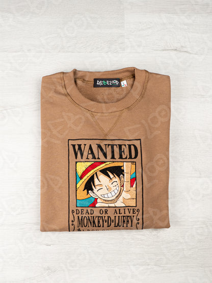 One Piece Luffy Wanted papyr embroidered sweatshirt