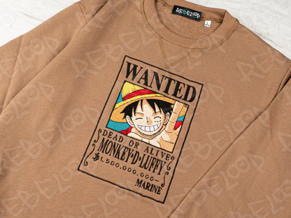 One Piece Luffy Wanted papyr embroidered sweatshirt