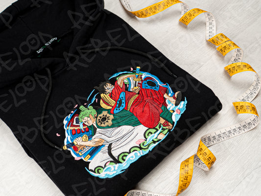 One Piece Luffy Wano and Zoro Wano Embroidered Sweatshirt