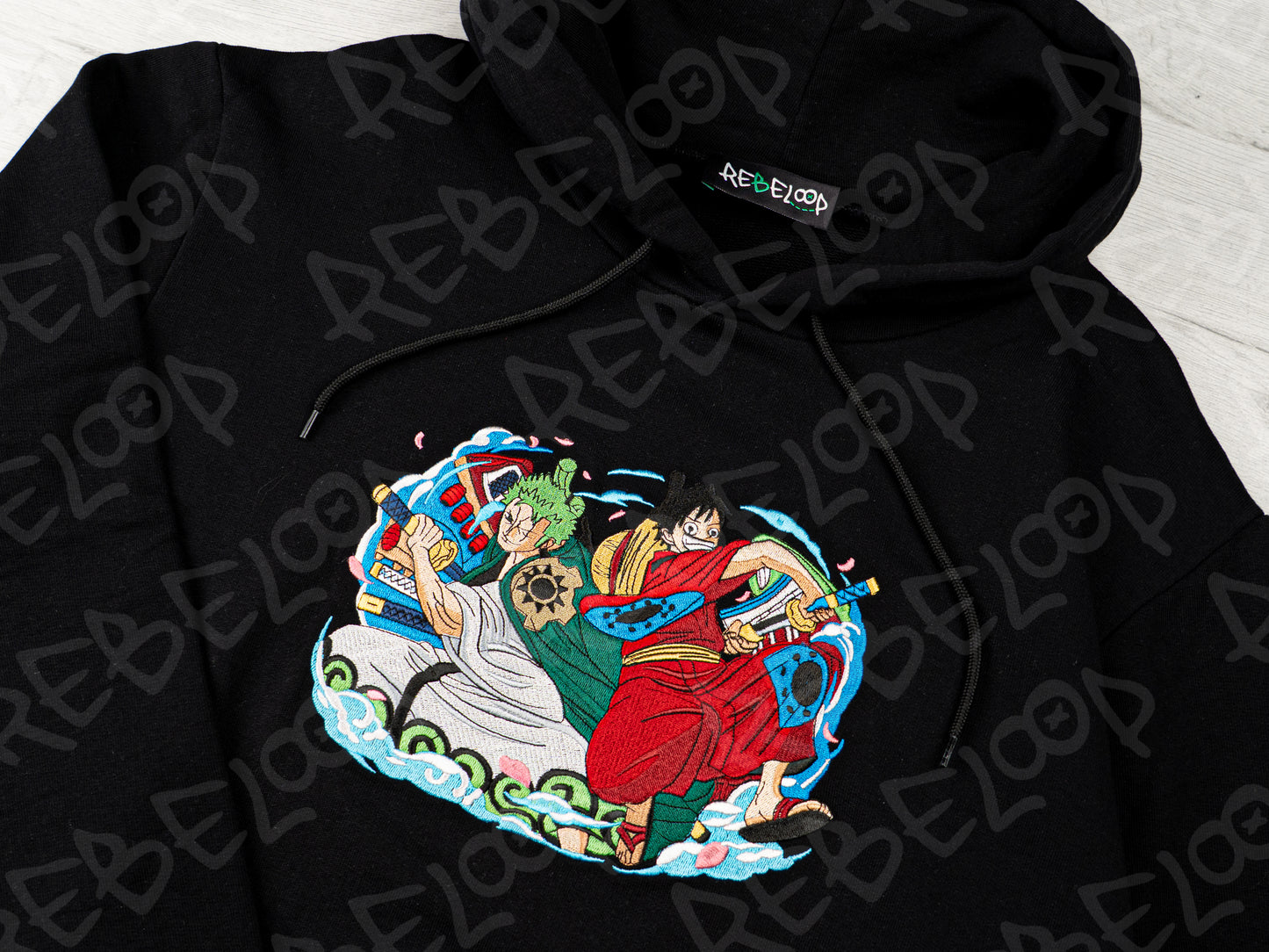 One Piece Luffy Wano and Zoro Wano Embroidered Sweatshirt