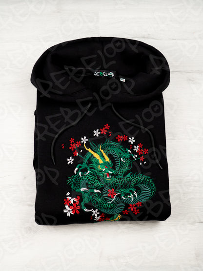 Felpa ricamata Drago Emerald