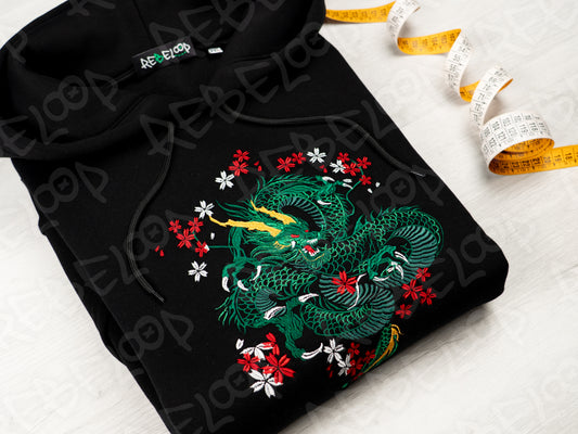 Felpa ricamata Drago Emerald