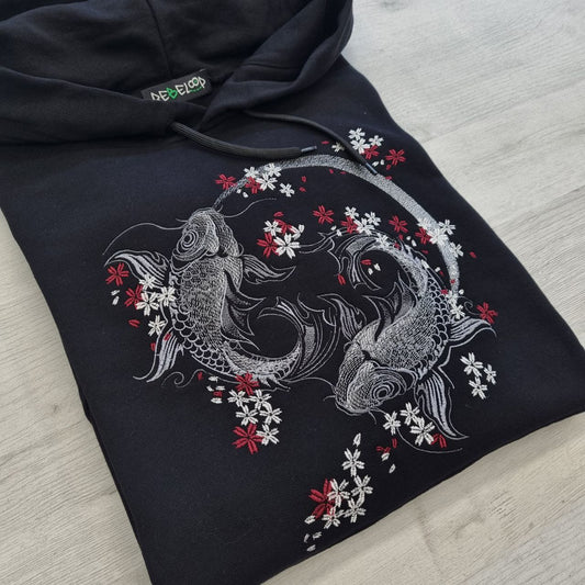 Felpa ricamata Carpe koi grey