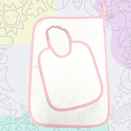 Bavaglino e asciugamano scuola materna rosa